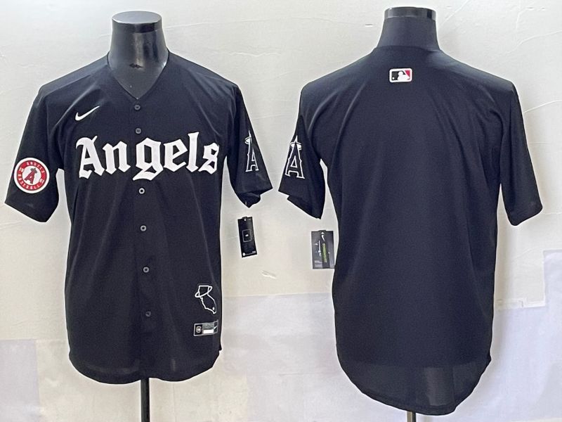 Men 2025 Los Angeles Angels Blank Black Five generations Joint Name Nike MLB Jersey style 3->los angeles angels->MLB Jersey